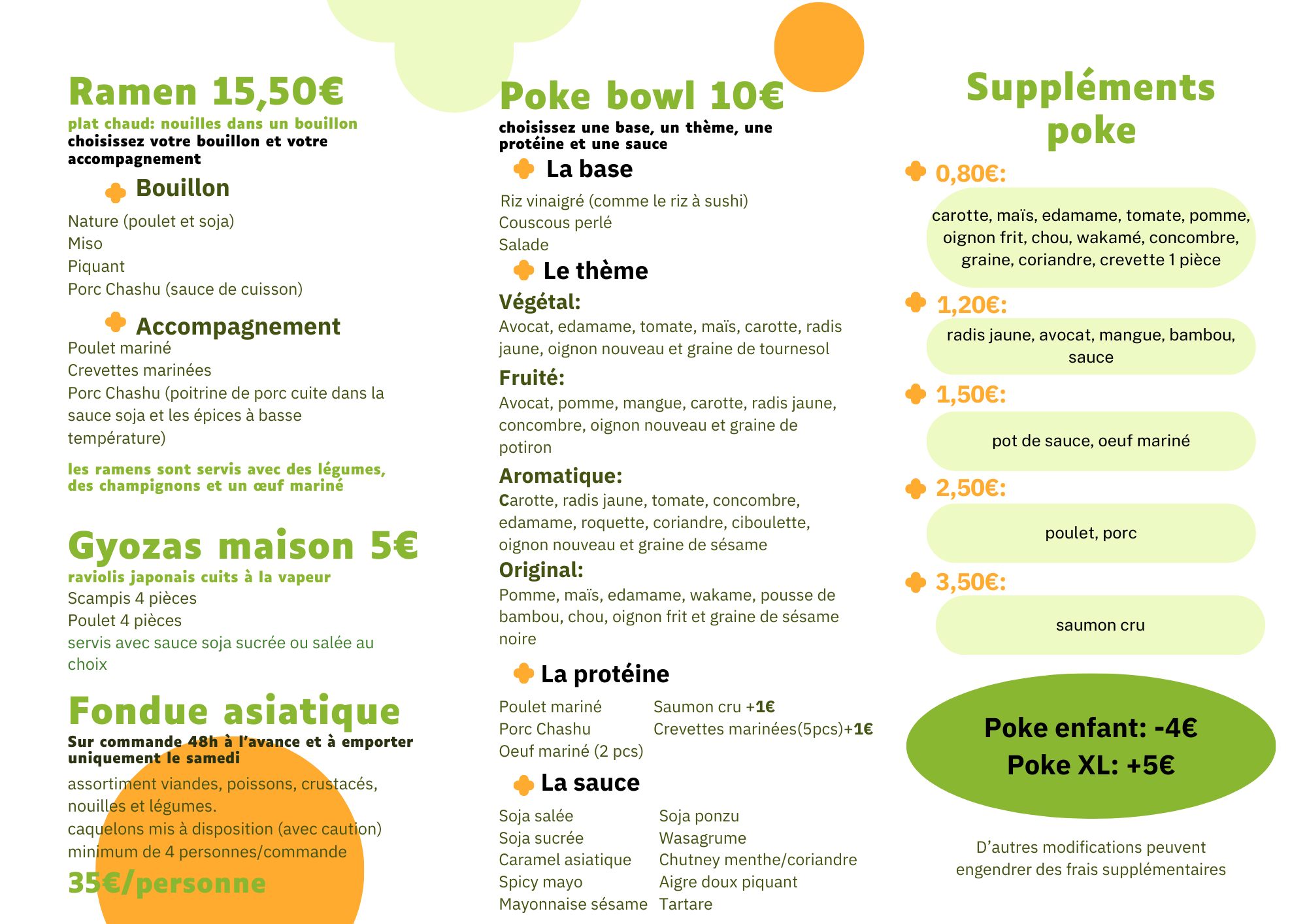 Carte du menu - page 1